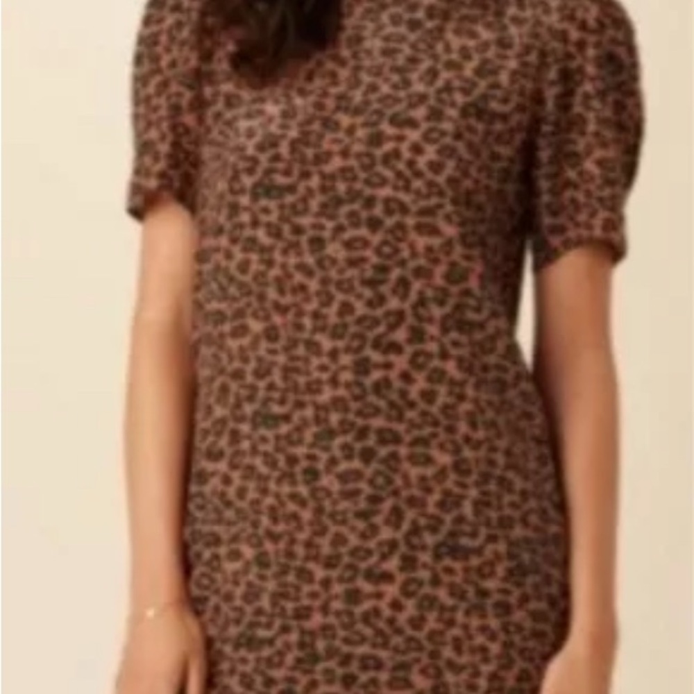 Amour Vert | Darla Animal Leopard Print Washable Silk Dress NWT XS
